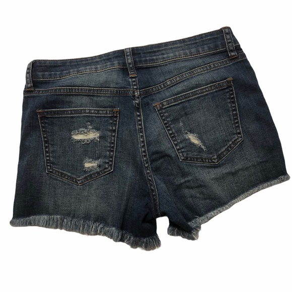 3/30 JUST USA Midrise Frayed Denim Cutoffs - Picture 3 of 4